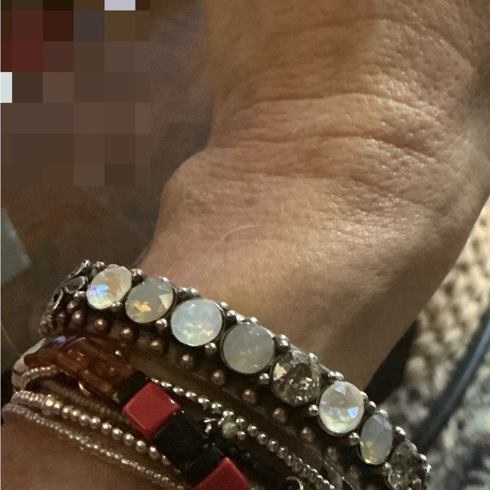French Kande Swarovski crystal and sterling plated cuff bracelet